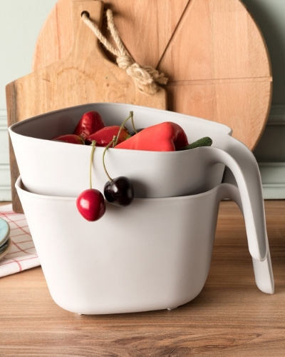 Picture of Madame Coco Reiser 2-li Saplı Süzgeç 1ksuzg005921,5x24,7x13,8cm-soft Gri-60861